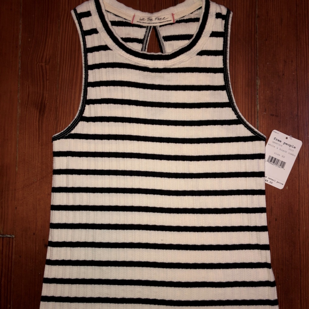 Free People White & Black Racerback Top